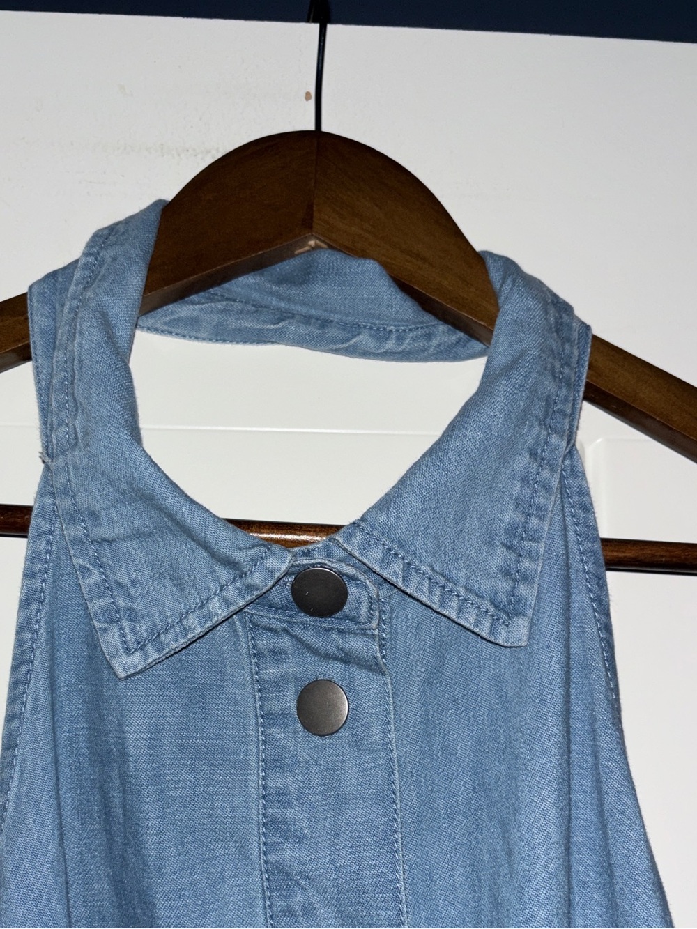 Free People Sami Denim Cotton Halter Mini Dress Backless Women L Country Western - Picture 6 of 15